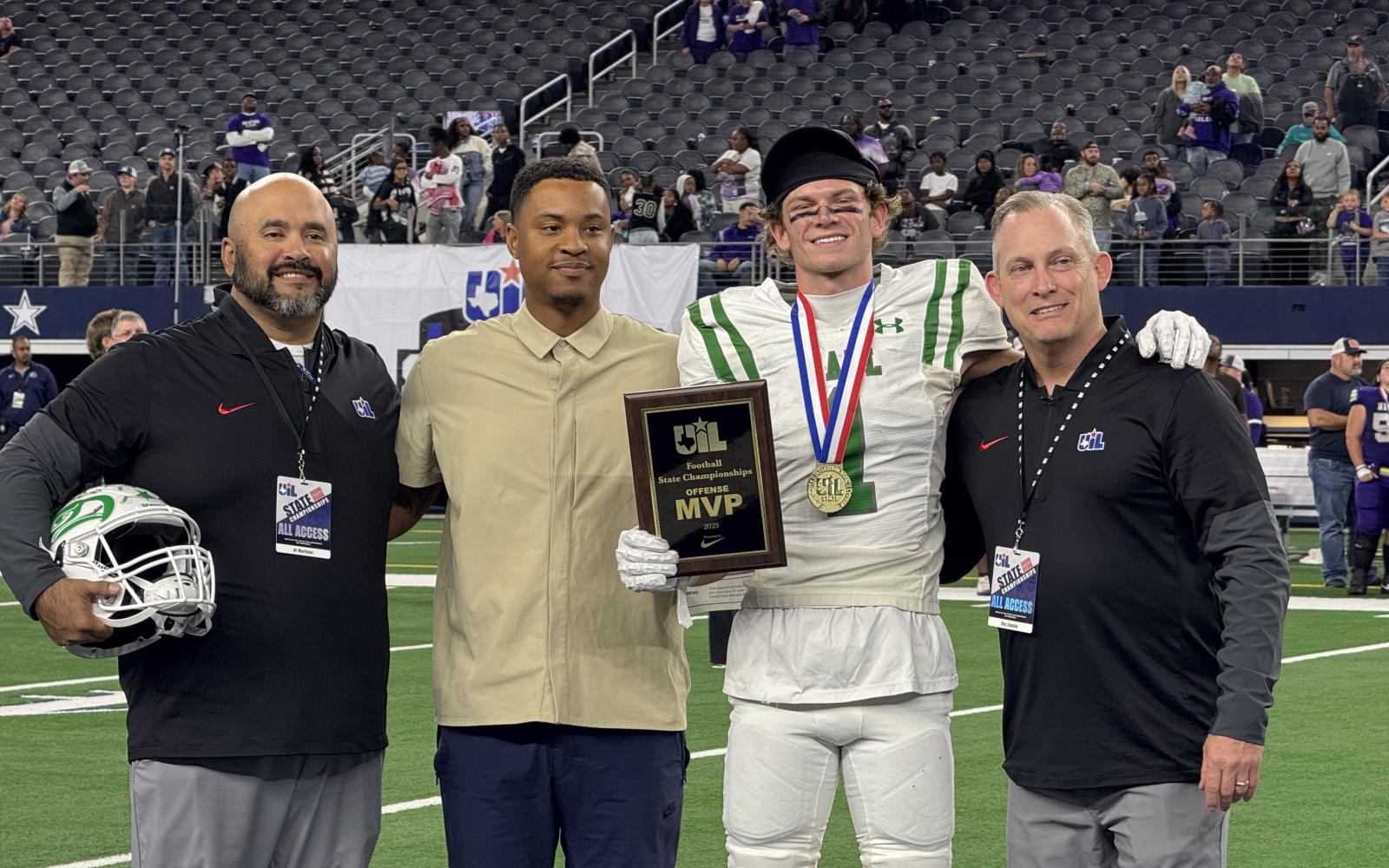 Wall's Reid Robertson claimed Offensive MVP honors in the Hawks' 25-24 win over Newton in the Class 3A Division II state title Thursday, Dec. 18, 2025.