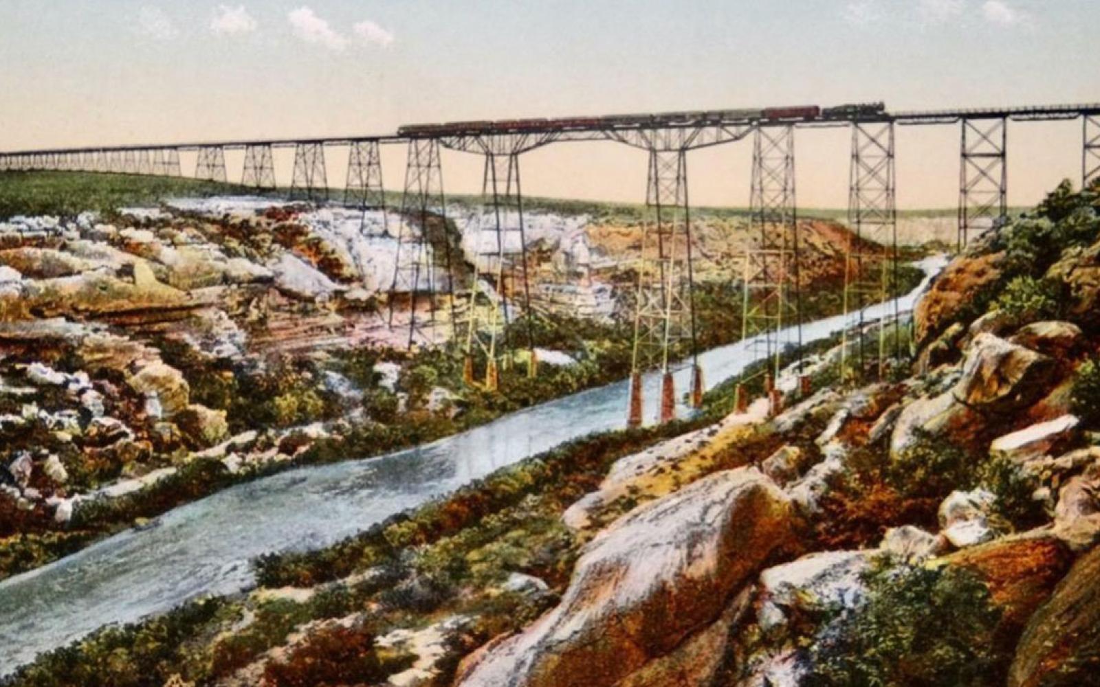 Postcard with image Pecos River Railroad High Bridge Texas just west of Del Rio. The postcard was postmarked Dec. 11, 1912.