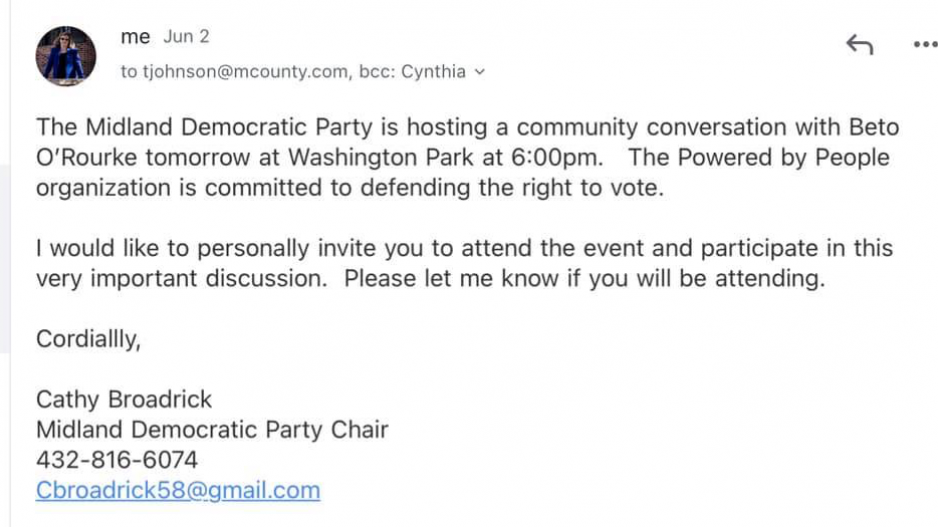Email from Cathy Broadrick Email from Cathy Broadrick