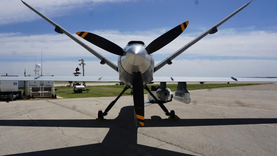 The rear-mounted turboprop engine of the MQ-9 UAS. The rear-mounted turboprop engine of the MQ-9 UAS.