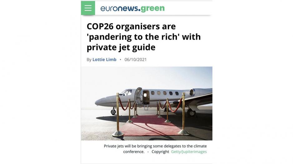 COP26 organizers fly in on private jets COP26 organizers fly in on private jets