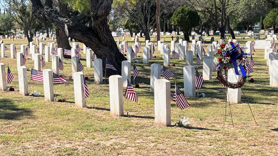 Graves of military veterans are decorated with American flags at Fairmount Cemetery for Veterans Day Graves of military veterans are decorated with American flags at Fairmount Cemetery for Veterans Day