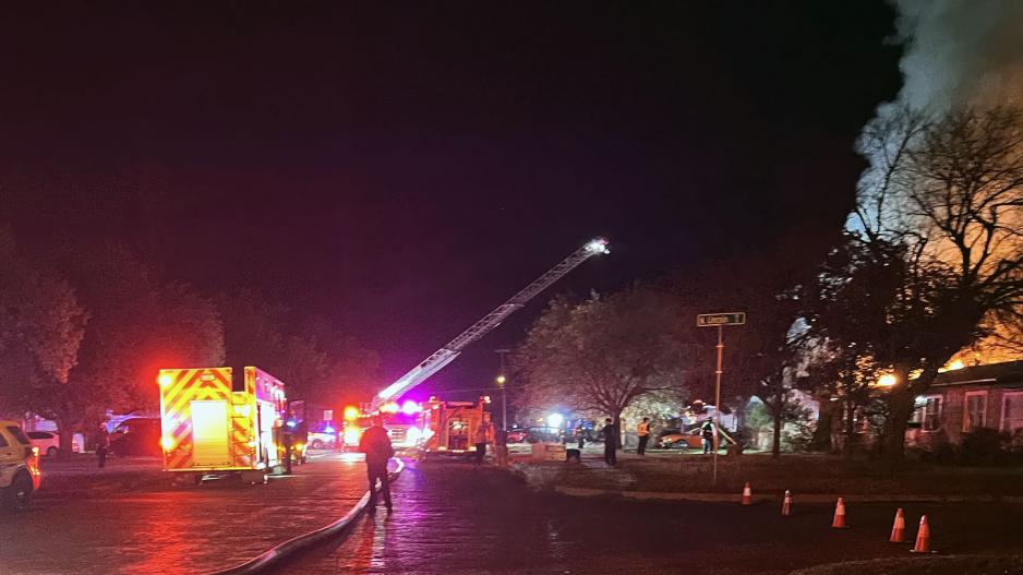 San Angelo Fire Department Ladder 7 shoots water on active structure fire in the 2400 block of W Harris Ave on Nov. 28, 2021. San Angelo Fire Department Ladder 7 shoots water on active structure fire in the 2400 block of W Harris Ave on Nov. 28, 2021.