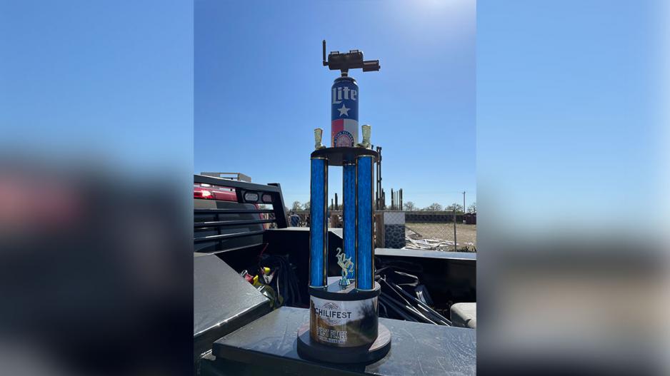 The "iron" from the 2022 Chilifest held near College Station will be on display in Blaine's Pub for eternity. The "iron" from the 2022 Chilifest held near College Station will be on display in Blaine's Pub for eternity.