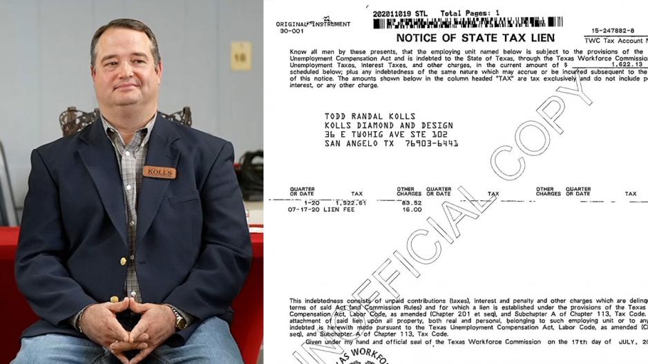Tom Green County Judge candidate Todd Kolls and his tax lien. Tom Green County Judge candidate Todd Kolls and his tax lien.