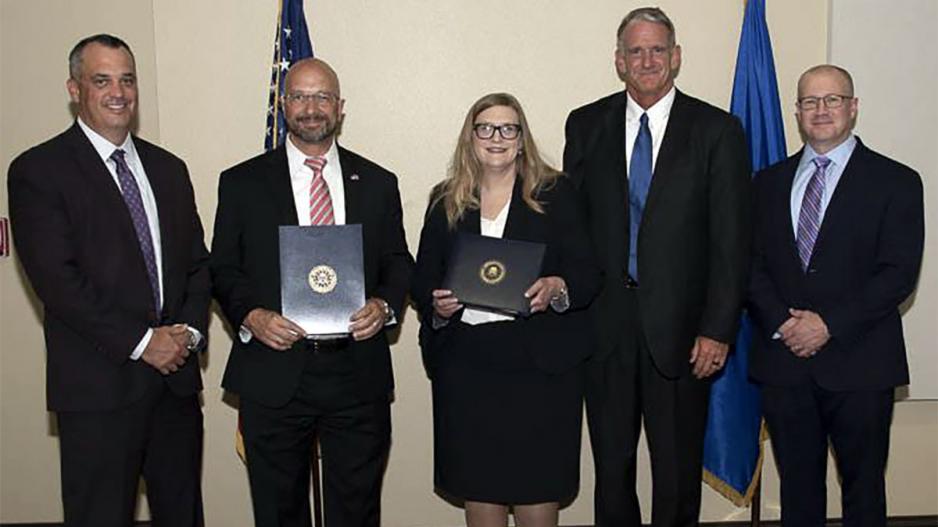 FBI Director’s Certificate recipients John “Nick” Hanna, Jeffrey Haag and Sean Long pictured with FBI Special Agent in Charge Matthew DeSarno, FBI Forensic Accountant Amy Hansen and FBI Assistant Special Agent in Charge Geoffrey McGuire. FBI Director’s Certificate recipients John “Nick” Hanna, Jeffrey Haag and Sean Long pictured with FBI Special Agent in Charge Matthew DeSarno, FBI Forensic Accountant Amy Hansen and FBI Assistant Special Agent in Charge Geoffrey McGuire.
