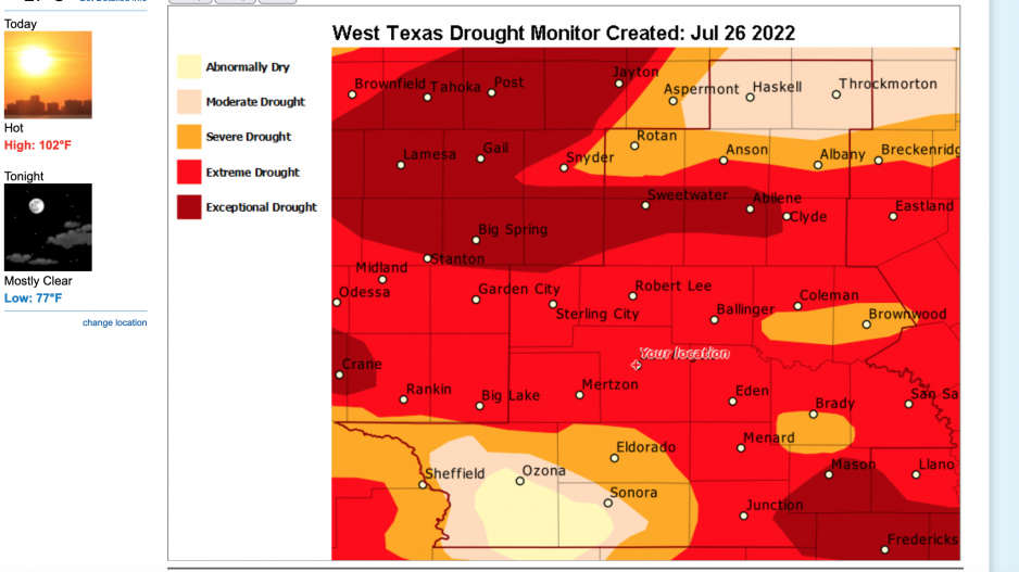 Drought Monitor 7.26.22 (Contributed/NWS) Drought Monitor 7.26.22 (Contributed/NWS)