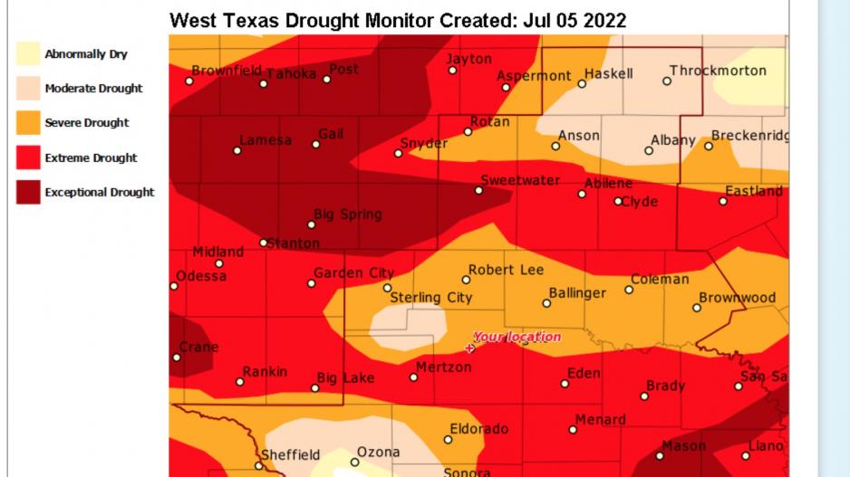 Drought Monitor 7.5.22 (Contributed/NWS) Drought Monitor 7.5.22 (Contributed/NWS)