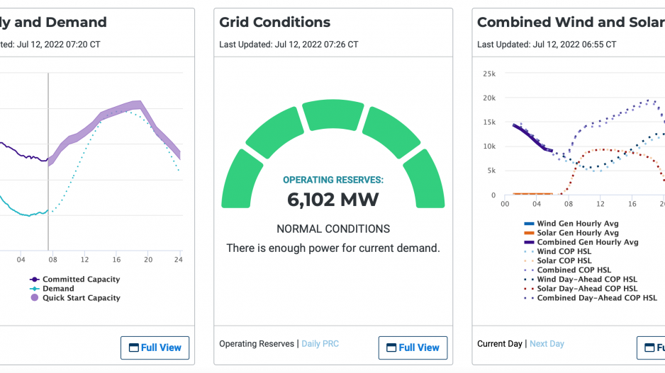 ERCOT Electric Grid Dashboard 7.12.22 (Contributed/ERCOT) ERCOT Electric Grid Dashboard 7.12.22 (Contributed/ERCOT)