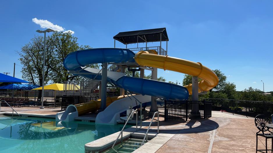 The water slides at the City Municipal Pool were renovated in 2021 The water slides at the City Municipal Pool were renovated in 2021