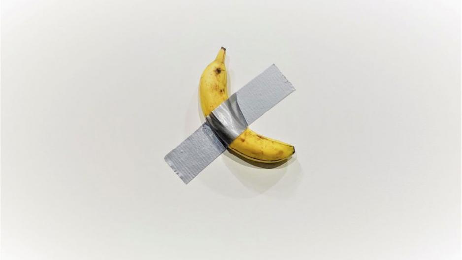 Maurizio Cattelan’s ‘Comedian’ artwork, which was a banana duct taped to a wall. Maurizio Cattelan’s ‘Comedian’ artwork, which was a banana duct taped to a wall.