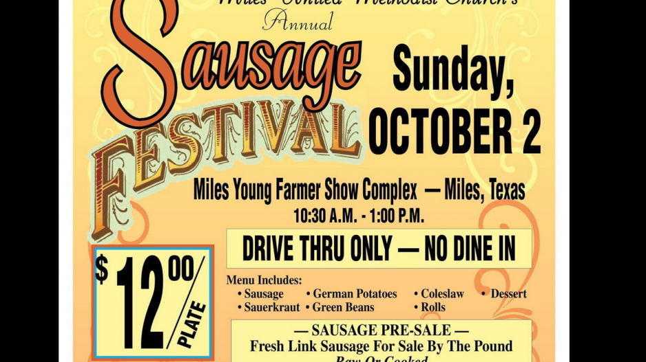 Miles Sausage Festival Flyer 2022 (Contributed/Miles UMC) Miles Sausage Festival Flyer 2022 (Contributed/Miles UMC)