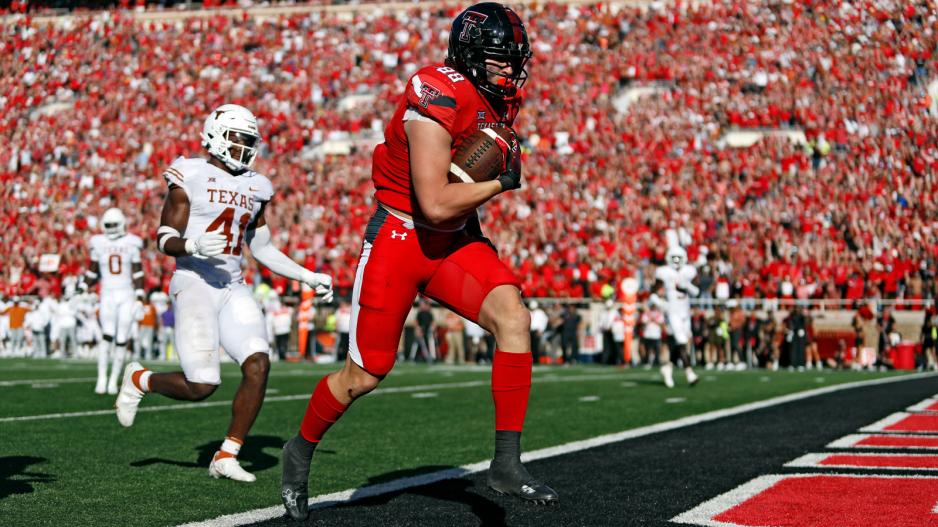 Texas Tech's Baylor Cupp (88) scores a touchdown during the second half of an NCAA college football game against Texas, Saturday, Sept. 24, 2022, in Lubbock, Texas. (AP Photo/Brad Tollefson) Texas Tech's Baylor Cupp (88) scores a touchdown during the second half of an NCAA college football game against Texas, Saturday, Sept. 24, 2022, in Lubbock, Texas. (AP Photo/Brad Tollefson)
