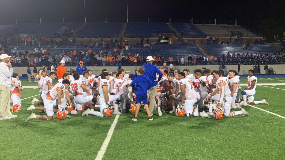 Bobcats Head Coach Kevin Crane congratulates team after grueling 28-25 win over Midland on Oct 7, 2022 Bobcats Head Coach Kevin Crane congratulates team after grueling 28-25 win over Midland on Oct 7, 2022