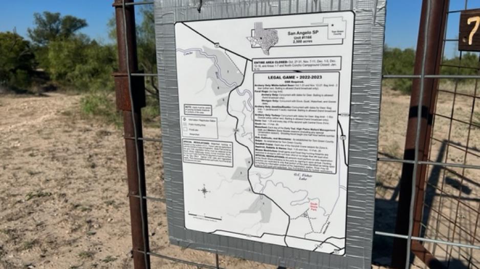 San Angelo State Park Hunting Map & Rules (LIVE! Photo/Yantis Green) San Angelo State Park Hunting Map & Rules (LIVE! Photo/Yantis Green)