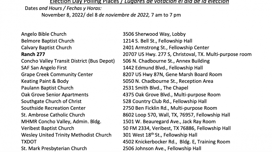 Nov. 2022 Election Locations (LIVE! Image/Yantis Green) Nov. 2022 Election Locations (LIVE! Image/Yantis Green)
