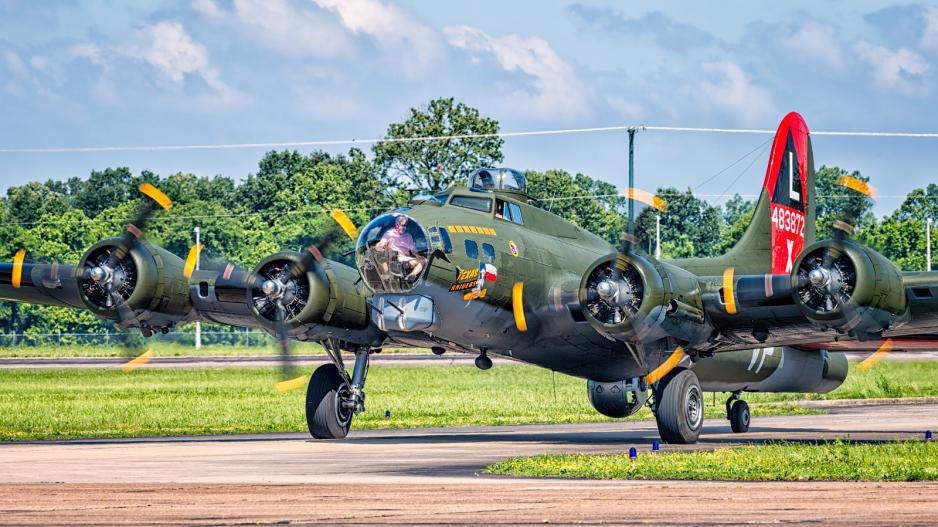 B-17G "Texas Raiders" operated by the Gulf Coast Wing of the Commemorative Air Force at the Millington Regional Jetport on May 13, 2017. (Photo by Angelo Bufalino, used with permission) B-17G "Texas Raiders" operated by the Gulf Coast Wing of the Commemorative Air Force at the Millington Regional Jetport on May 13, 2017. (Photo by Angelo Bufalino, used with permission)