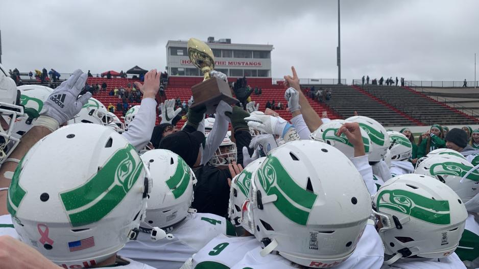 The Wall Hawks holds the trophy for winning the Regional Semi-Finals in the 2022 State Football Playoffs The Wall Hawks holds the trophy for winning the Regional Semi-Finals in the 2022 State Football Playoffs