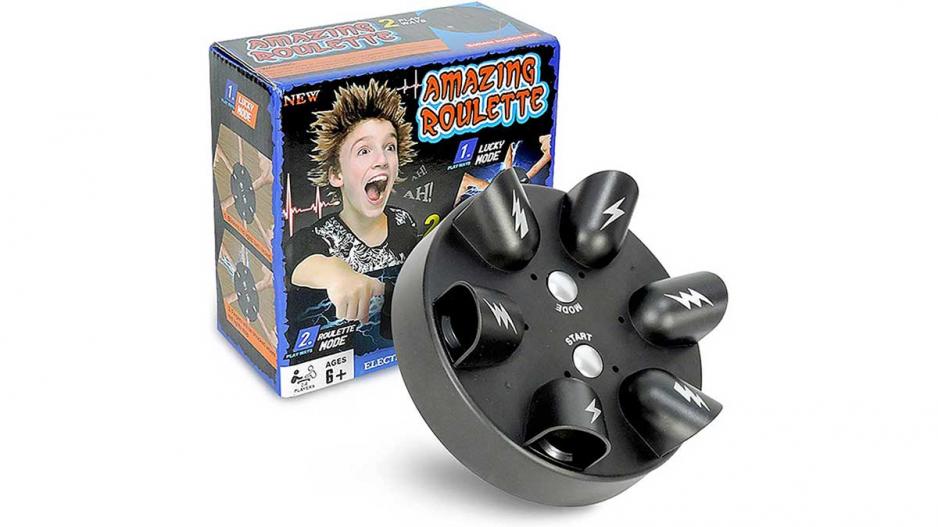 It’s called Amazing Roulette, and it consists of a round, plastic thing with six finger holes spaced evenly. It’s called Amazing Roulette, and it consists of a round, plastic thing with six finger holes spaced evenly.