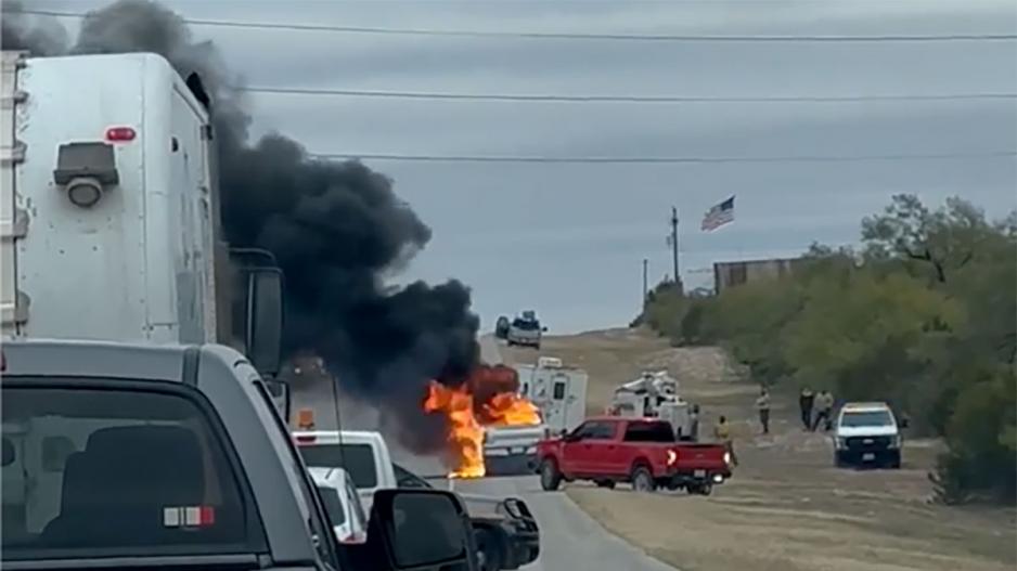 Truck fire on the Mertzon Highway on 1 December 2022. Truck fire on the Mertzon Highway on 1 December 2022.
