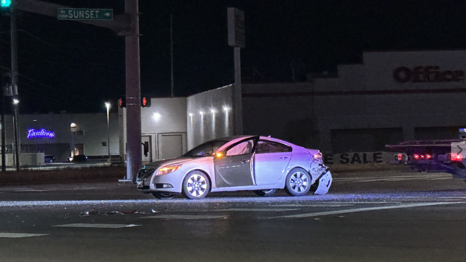 Car wreck at Sunset and Sherwood Way Car wreck at Sunset and Sherwood Way