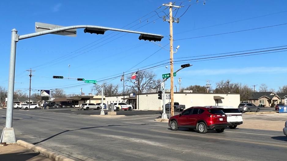 Traffic sensors on the traffic lights at the intersection of W. Avenue N and S. Jackson St. far out wide view. Traffic sensors on the traffic lights at the intersection of W. Avenue N and S. Jackson St. far out wide view.