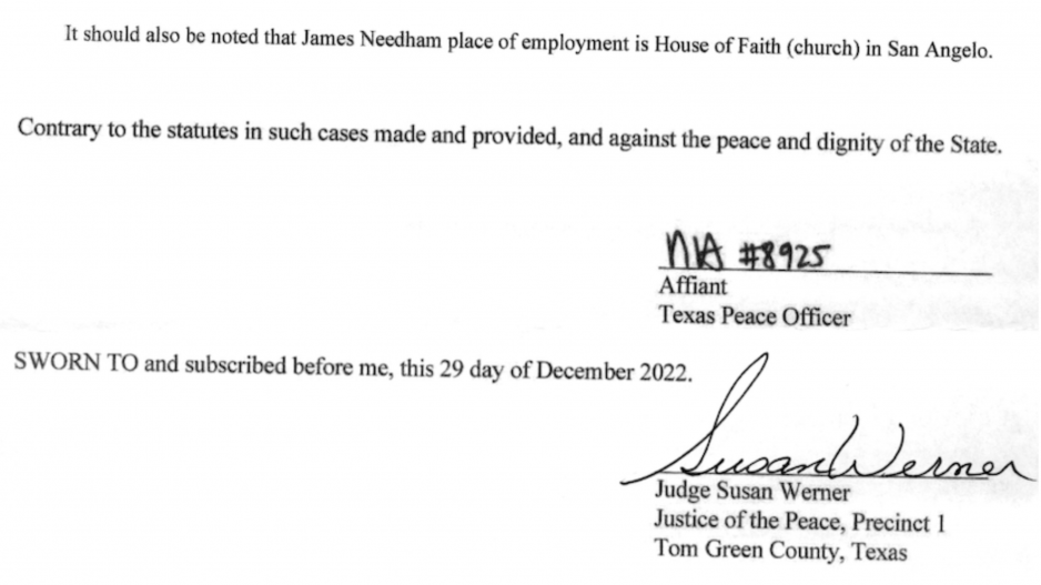 James Needham Arrest Affidavit James Needham Arrest Affidavit