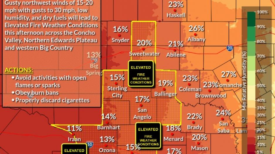 Elevated Fire Weather Conditions (Courtesy/NWS) Elevated Fire Weather Conditions (Courtesy/NWS)