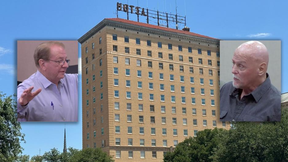 Lee Pfluger (L) vs Zane White (R). The topic of the lawsuit, the Cactus Hotel, is in the background. Lee Pfluger (L) vs Zane White (R). The topic of the lawsuit, the Cactus Hotel, is in the background.