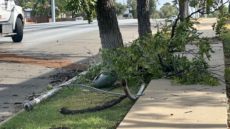 At around 5 p.m. Sunday, a driver of a Toyota Camry veered off the prepared surface on S. Abe St. and destroyed a power pole. At around 5 p.m. Sunday, a driver of a Toyota Camry veered off the prepared surface on S. Abe St. and destroyed a power pole.