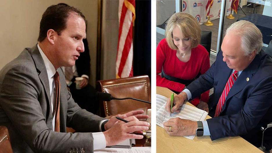 Left, U.S. Rep. August Pfluger; Right, State Rep. Drew Darby with his wife, Callista. Both filed for re-election on Nov. 13, 2023. Left, U.S. Rep. August Pfluger; Right, State Rep. Drew Darby with his wife, Callista. Both filed for re-election on Nov. 13, 2023.
