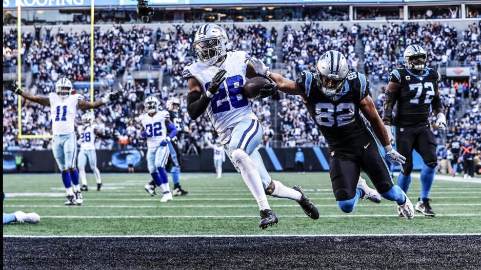 Dallas Cowboys DaRon Bland with a Pick Six against the Panthers Dallas Cowboys DaRon Bland with a Pick Six against the Panthers
