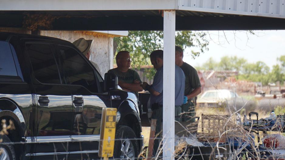 The investigation ongoing at the Duckworth Road residence in July 2017 The investigation ongoing at the Duckworth Road residence in July 2017