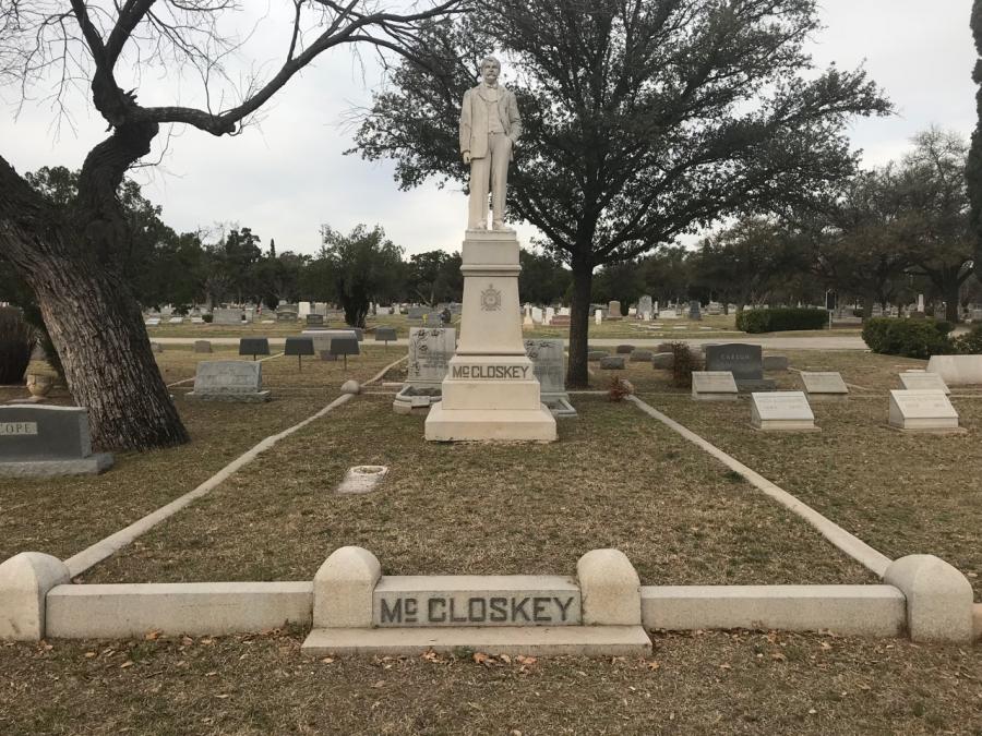 The McCloskey family burial site at Fairmount Cemetery in San Angelo, Texas. The McCloskey family burial site at Fairmount Cemetery in San Angelo, Texas.
