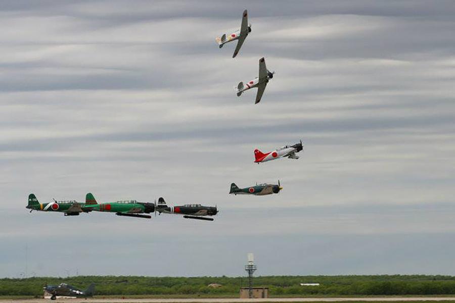the "Tora! Tora! Tora!" re-enactment in a photo from the 1970s on the Gulf Coast Wing's Website at B17TexasRaiders.com. the "Tora! Tora! Tora!" re-enactment in a photo from the 1970s on the Gulf Coast Wing's Website at B17TexasRaiders.com.