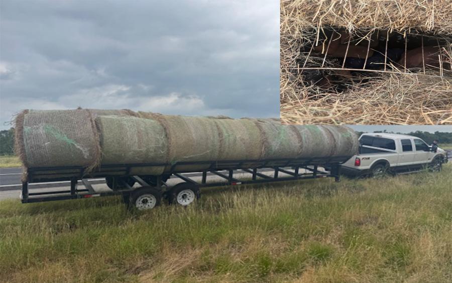 Human Smuggling Suspects Caught with Undocumented Migrants Hidden Inside Hay Bales in Texas