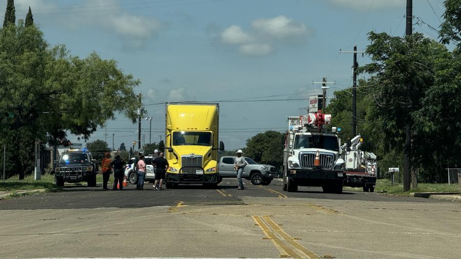 A semi-truck pulled down power lines in San Angelo on Thursday, June 12, 2025, snapping a utility pole and prompting a response from AEP, Frontier, and police.