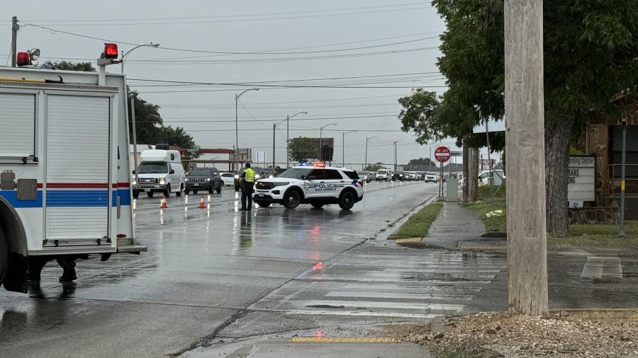 Traffic down to one lane on South Koenigheim Street after crash on July 2, 2025.