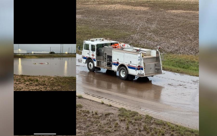 Firetruck submerged on July 4, 2025 in San Angelo Firetruck submerged on July 4, 2025 in San Angelo