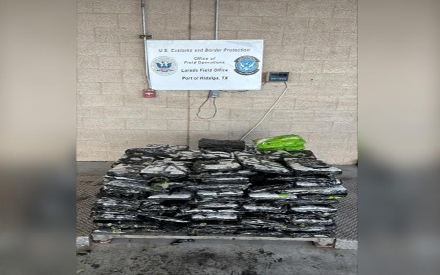 Packages containing 857.59 pounds of methamphetamine seized by CBP officers at Pharr International Bridge.