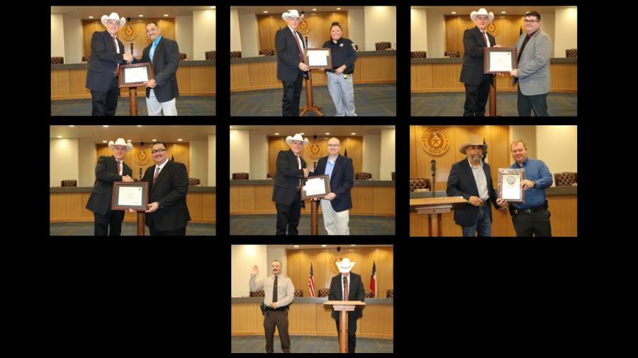 Deputy Eric Ballard was sworn in and Investigator Nick Hammer received a federal award during Monday’s Tom Green County Sheriff’s Office ceremony. Deputy Eric Ballard was sworn in and Investigator Nick Hammer received a federal award during Monday’s Tom Green County Sheriff’s Office ceremony.