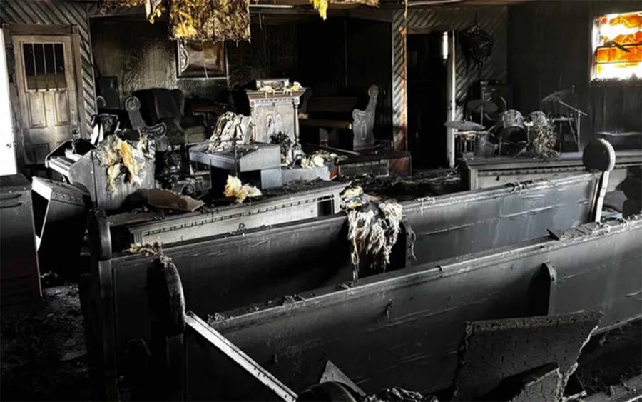The San Angelo Apostolic Church was destroyed in a fire early Sunday, Oct. 5, leaving the building and its contents a total loss, according to a GoFundMe page launched to assist with rebuilding efforts. The San Angelo Apostolic Church was destroyed in a fire early Sunday, Oct. 5, leaving the building and its contents a total loss, according to a GoFundMe page launched to assist with rebuilding efforts.