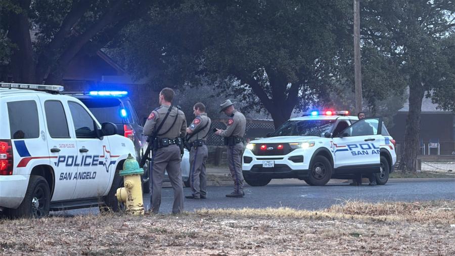 Law enforcement has surrounded a house in a San Angelo neighborhood after a car chase Friday morning.