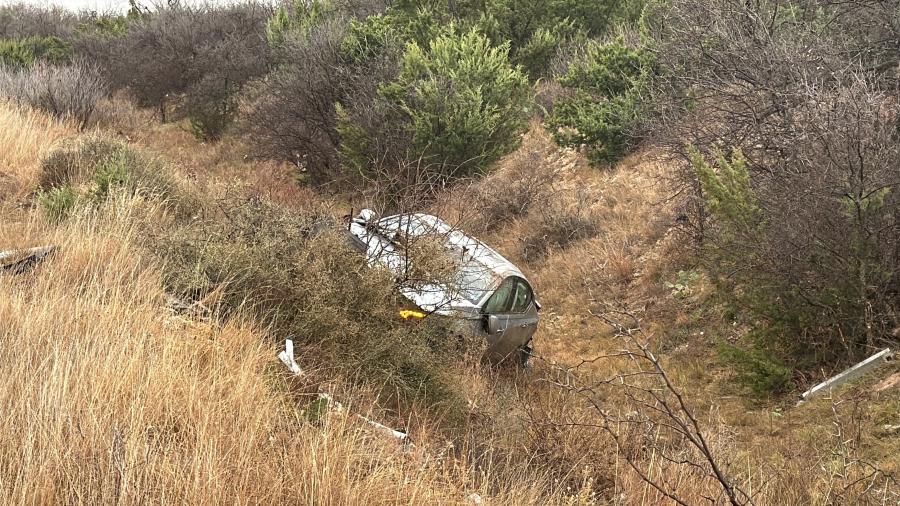One person was taken to the hospital after their vehicle left the road Friday afternoon on US Highway 87 on the outskirts of San Angelo.