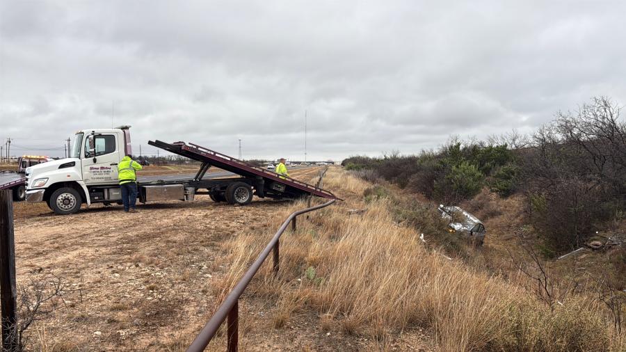 One person was taken to the hospital after their vehicle left the road Friday afternoon on US Highway 87 on the outskirts of San Angelo.