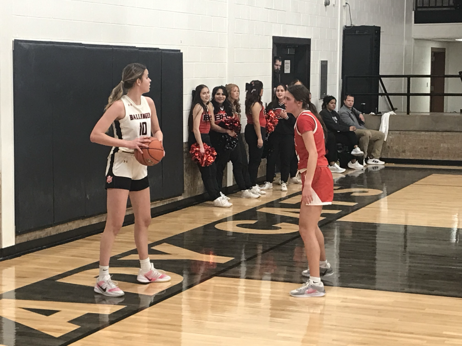 Ballinger's Ysee Le Borgne prepares to inbound the ball against Miles on Wednesday, Jan. 28, 2026, in Ballinger.