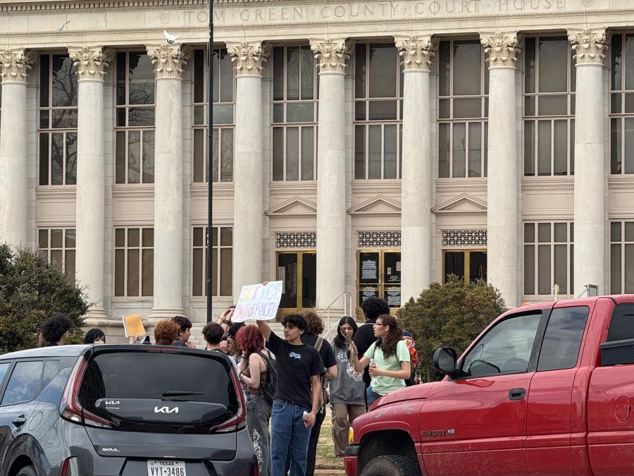 A large group of students from Central High School left campus Tuesday to protest against ICE deportations during a demonstration in downtown San Angelo.