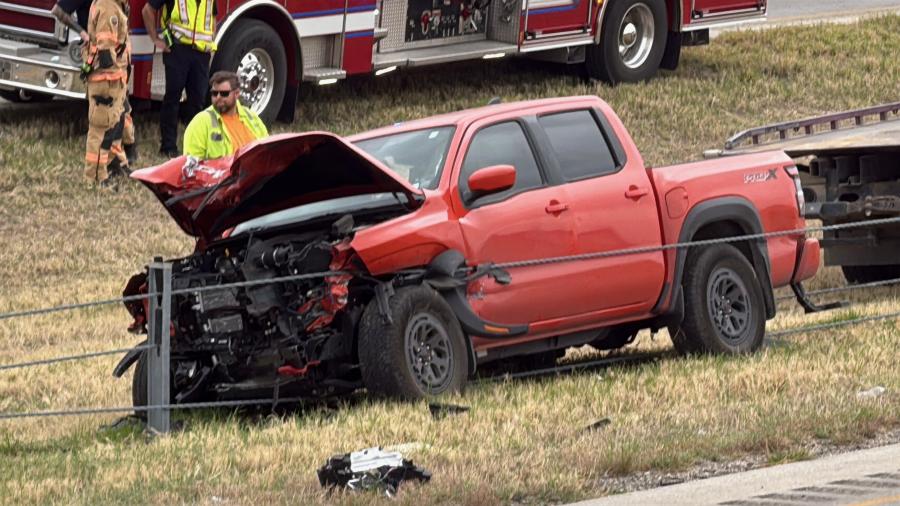 A truck slammed into cables in the median of the Houston Harte Expressway on Wednesday, March 4, 2026.