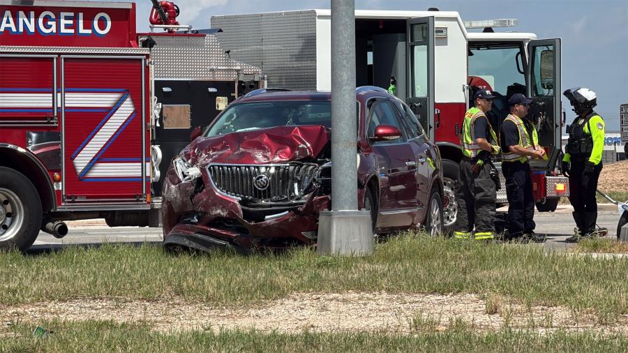A three-vehicle crash on Sherwood Way on Monday afternoon sent three people to the hospital while disrupting traffic at a busy intersection.