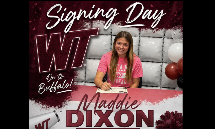 Ballinger's Maddie Dixon signed Tuesday, May 12, to compete in cheerleading at West Texas A&amp;M.